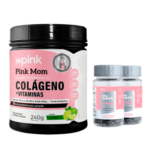colágeno pink mom de limão - 240g + 2 cabelos e unhas - wp