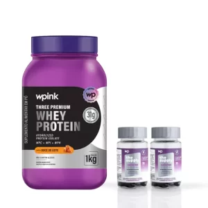 Three premium whey protein doce de leite – 1 kg + 2 melatonina e triptofano - wp